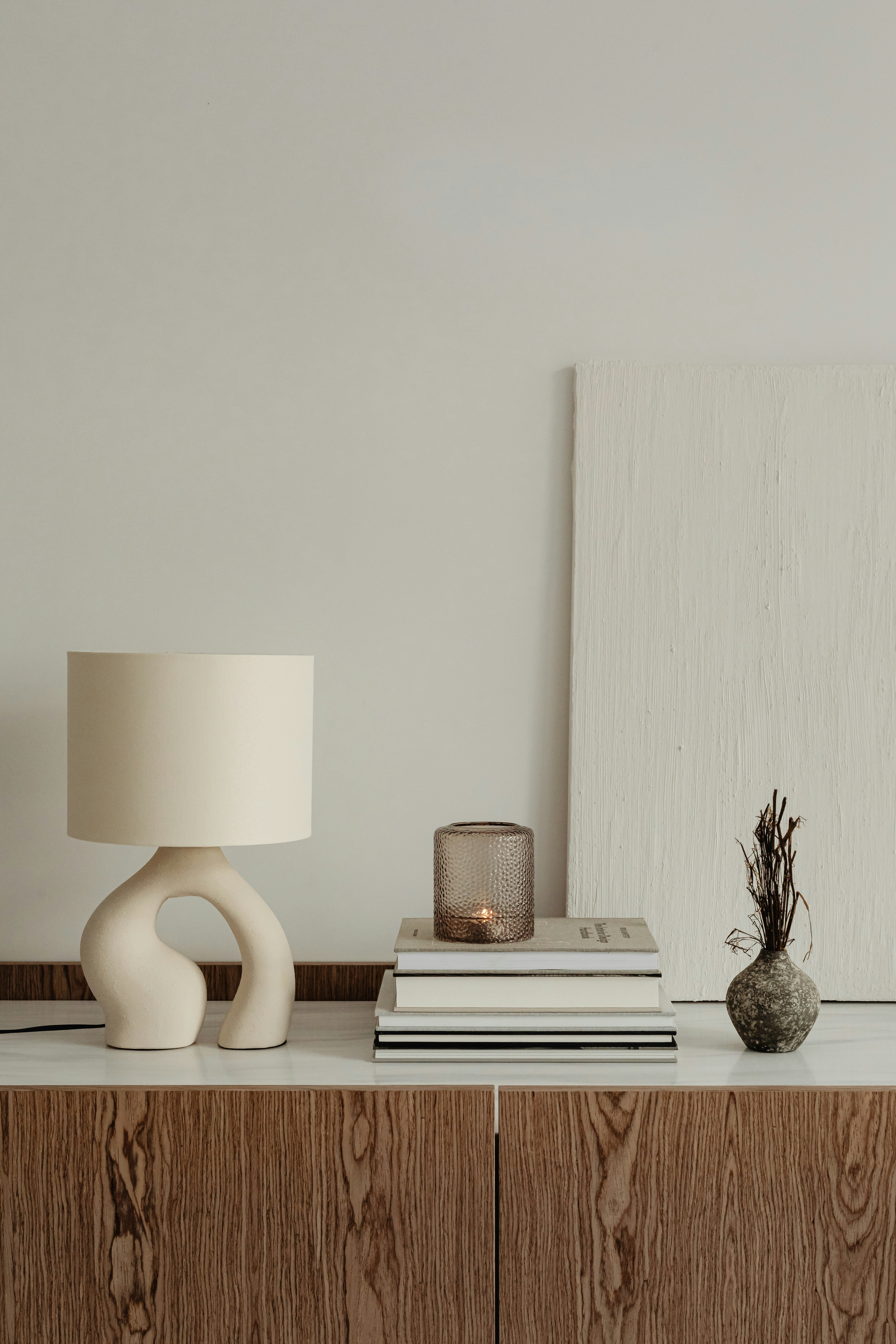 Warm table lamp in a modern home